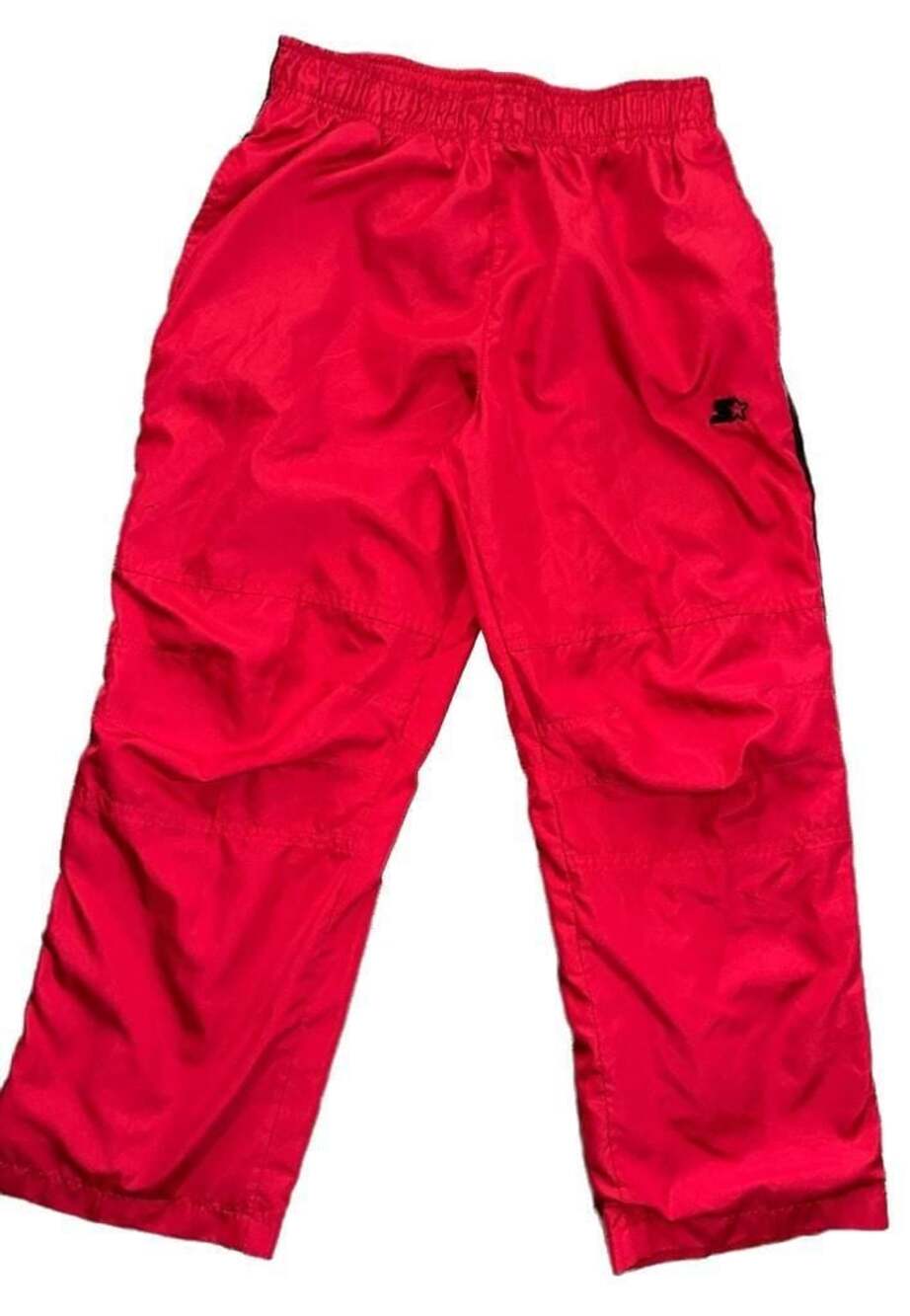 Starter Boys Red Track Pants With Black Side Stripes Size Medium